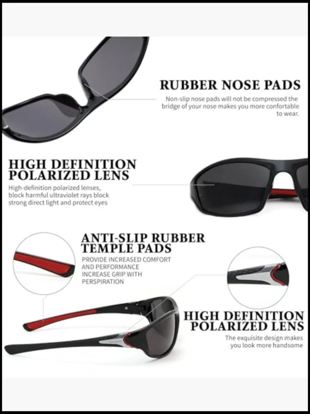 3 Pack Polarized Sports Sunglasses Wrap Around UV400 Protection